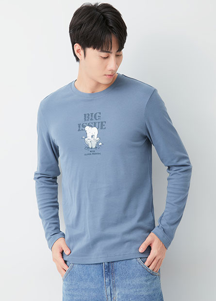 吸濕保暖北極熊印花長袖T恤