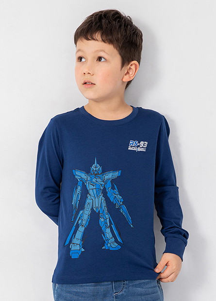 男童機器人印花長袖T恤