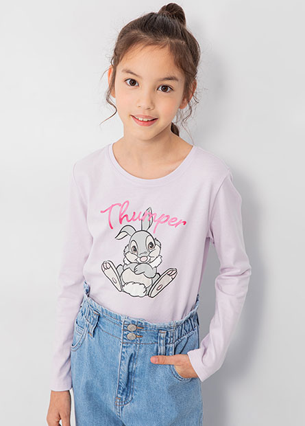 女童迪士尼角色印花長袖T恤