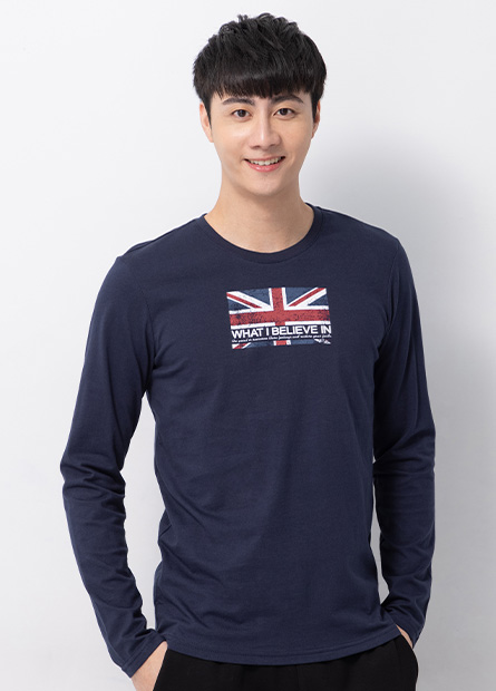 英國國旗印花長袖T恤