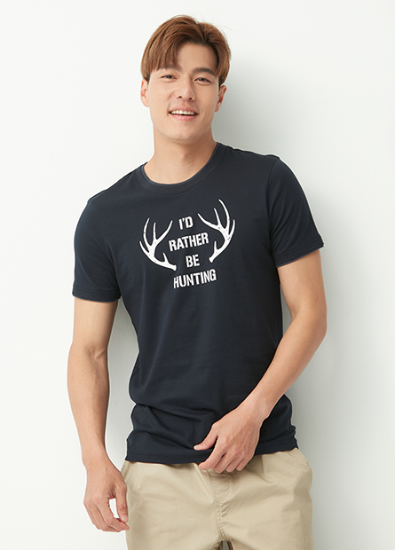 雙層領鹿角印花T恤