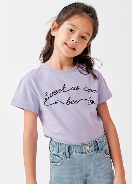 女童刺繡印花T恤