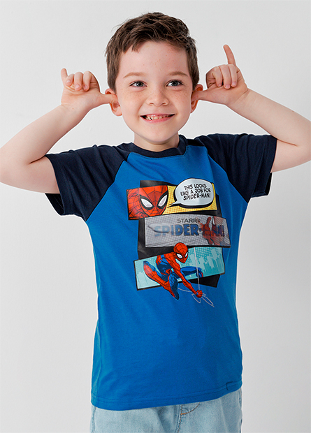 男童拉克蘭袖3D蜘蛛人T恤