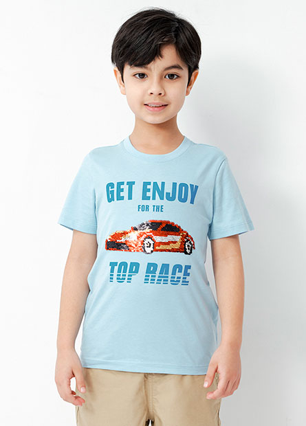 男童賽車世界亮片T恤