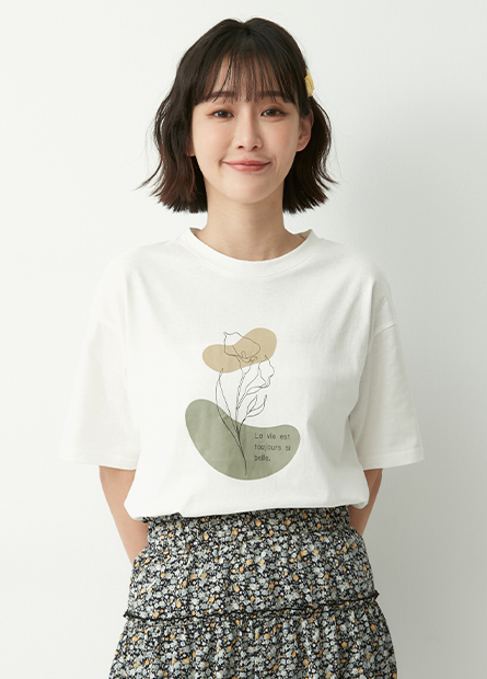 手繪植物風印花T恤