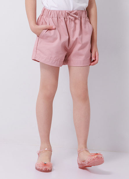 女童素色綁帶休閒短褲
