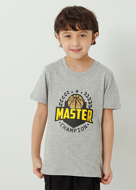 男童籃球印花亮片T恤