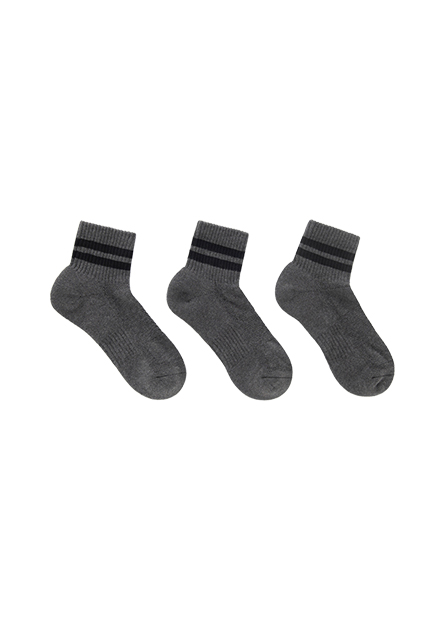 減壓舒適條紋毛巾底短襪(三入)