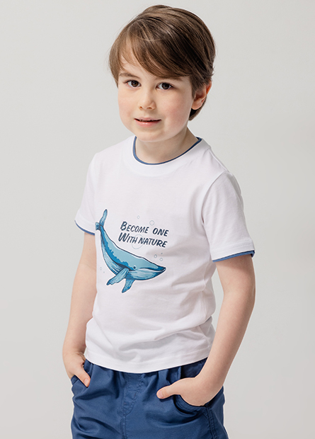 男童鯨魚印花T恤
