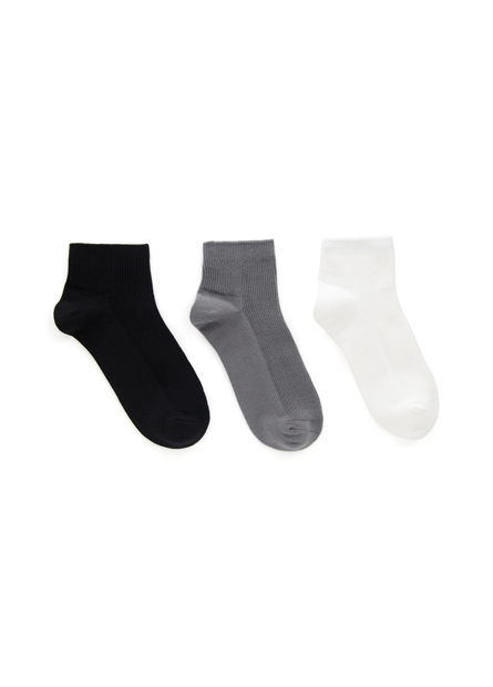 素色羅紋短襪(三組入)