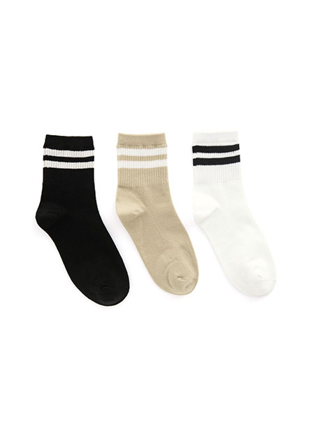 基本條紋短襪(三入組)