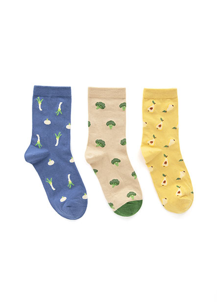 多色造型中筒襪(三入組)