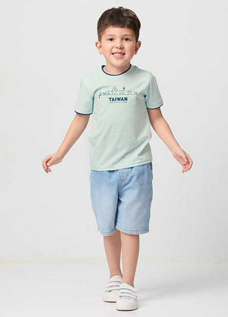 男童台灣動物雙層領T恤